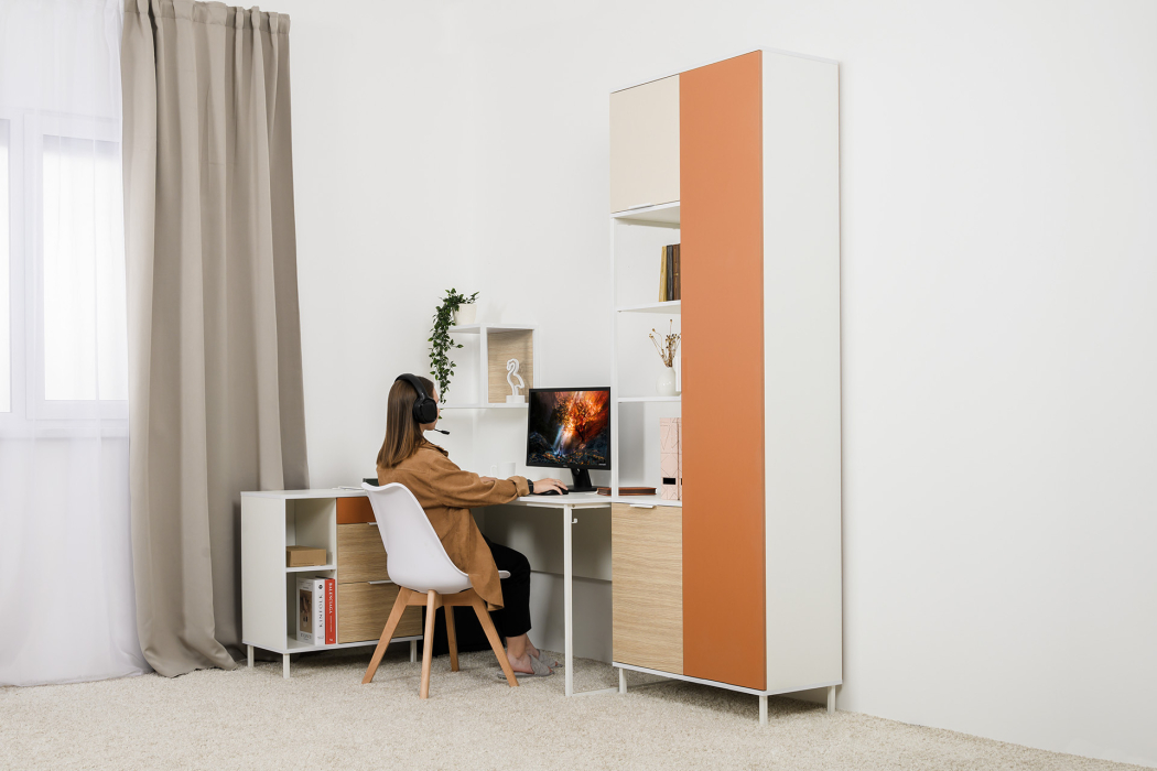 Стеллажи, Шкаф комбинированный Марвэл 13.22, белый, сатин, плэйн, безмолвная пустыня