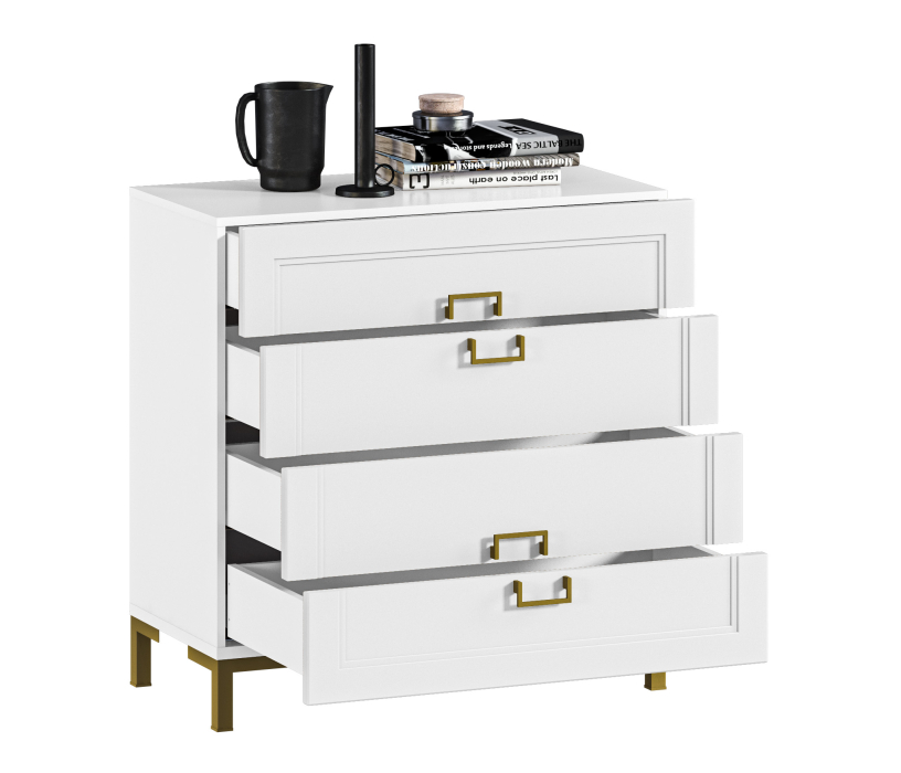 Комоды, Комод Ассоль СБ-3434 Белый/МДФ Белый