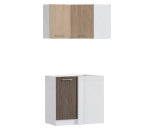 Виктория угловая Кухня Белый/Сосна Авола Шампань/Сосна Авола Коричневая (без столешницы)