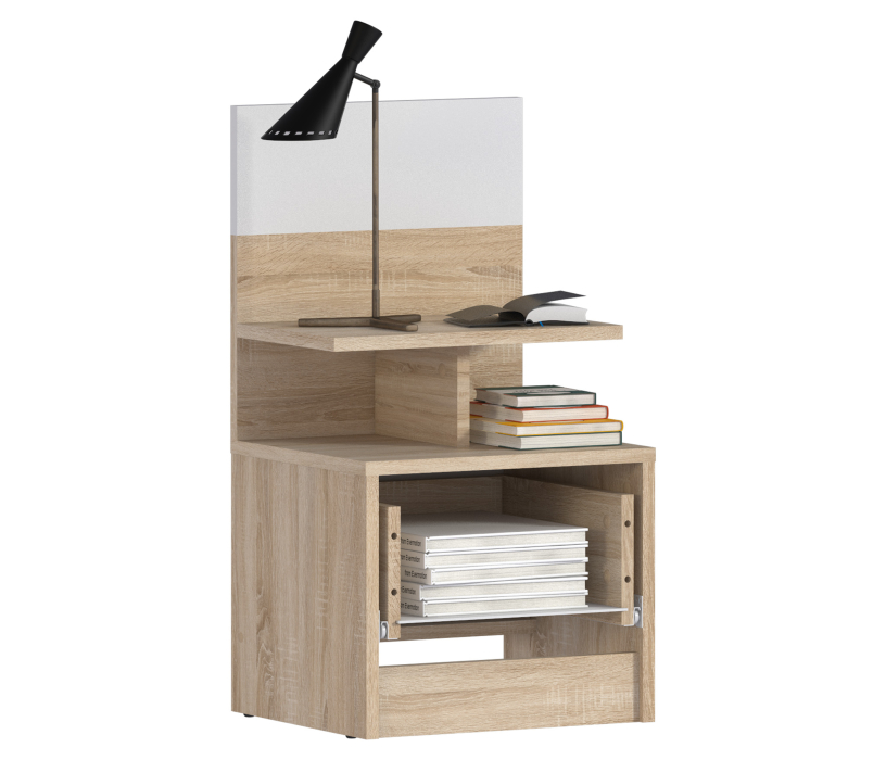 Прикроватные тумбы, Тумба Уют СБ-2748/1 Дуб Сонома/Белый