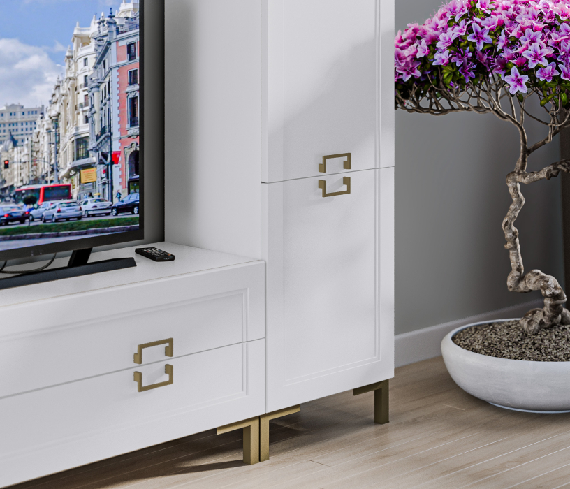 Стенки для гостиной, Комплект для гостиной Ассоль, Белый