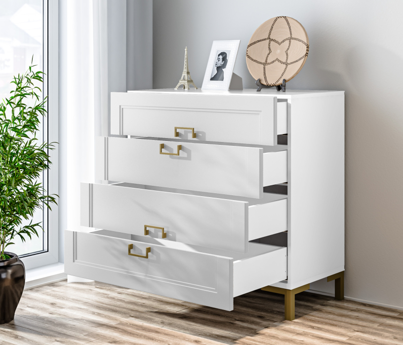 Комоды, Комод Ассоль СБ-3434 Белый/МДФ Белый