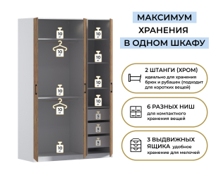 Шкаф трехдверный Макс 1500 мм, вариант №2 (ЛДСП)