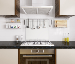 Защитный экран для кухни из закалённого стекла 500*600 мм.