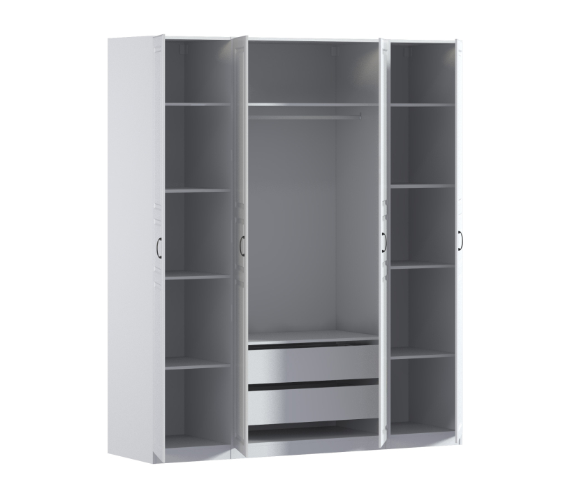 Для одежды, Шкаф четырехдверный Макс 2000 мм, вариант №1 (ЛДСП/МДФ)