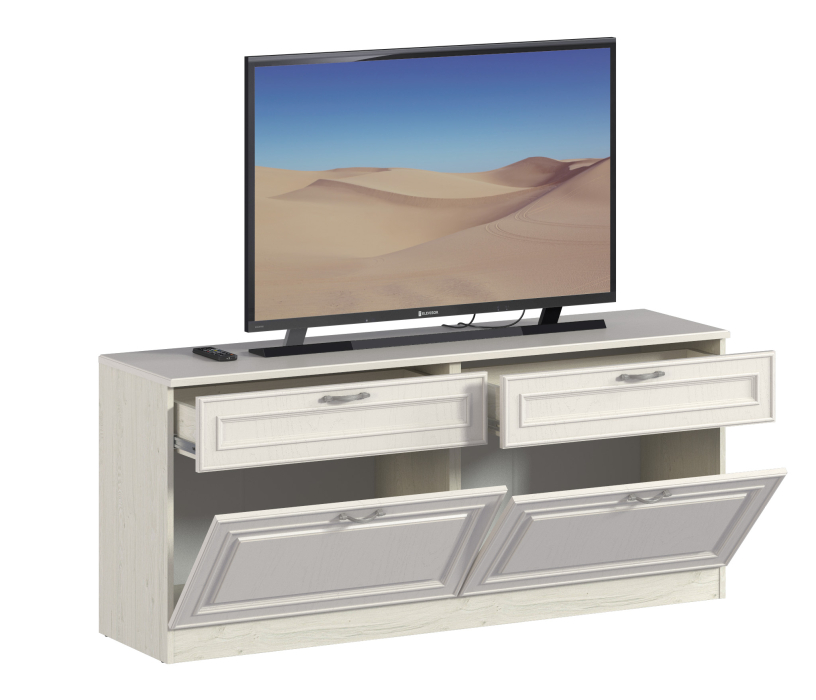 ТВ-тумбы, Тумба под телевизор Гранд / Ливерпуль СБ-3519 Дуб Приморский Белый/МДФ Классика Светлый