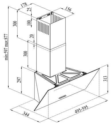 Вытяжки, Кухонная вытяжка Colibri Tech Black 60
