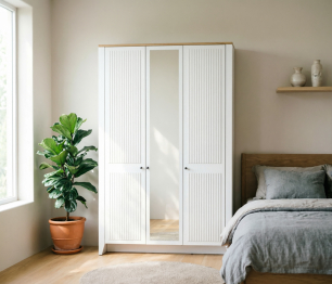 Шкаф 3х дверный Монтана СБ-3544 Белый Альпийский,Дуб Гамильтон/МДФ Дуб Белый