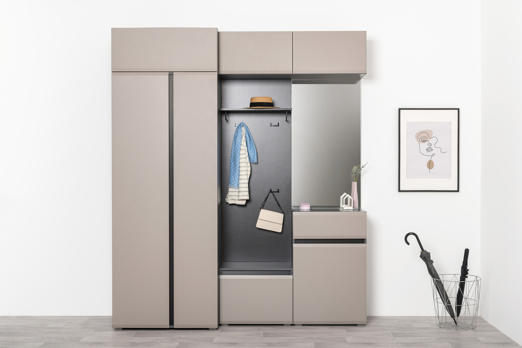 Распашные шкафы, Шкаф навесной Сидней 16.314.05, антрацит, веллюто капучино