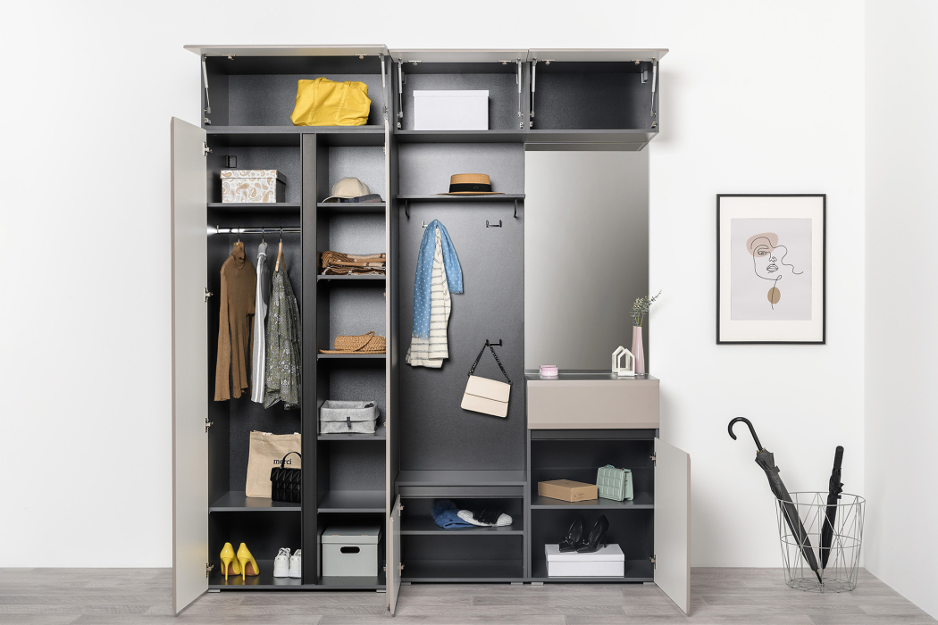 Распашные шкафы, Шкаф навесной Сидней 16.314.05, антрацит, веллюто капучино