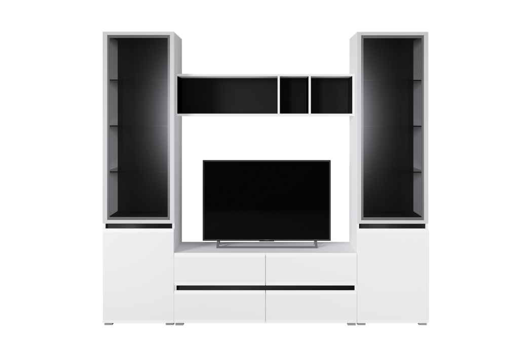 ТВ-тумбы, Тумба под ТВ Сидней 13.63, белый премиум, черный, белый глянец