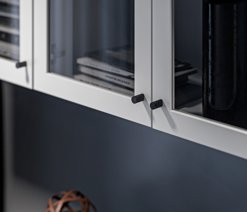 Настенные полки, Твин СБ-3385 Полка Белая с фасадами со стеклом