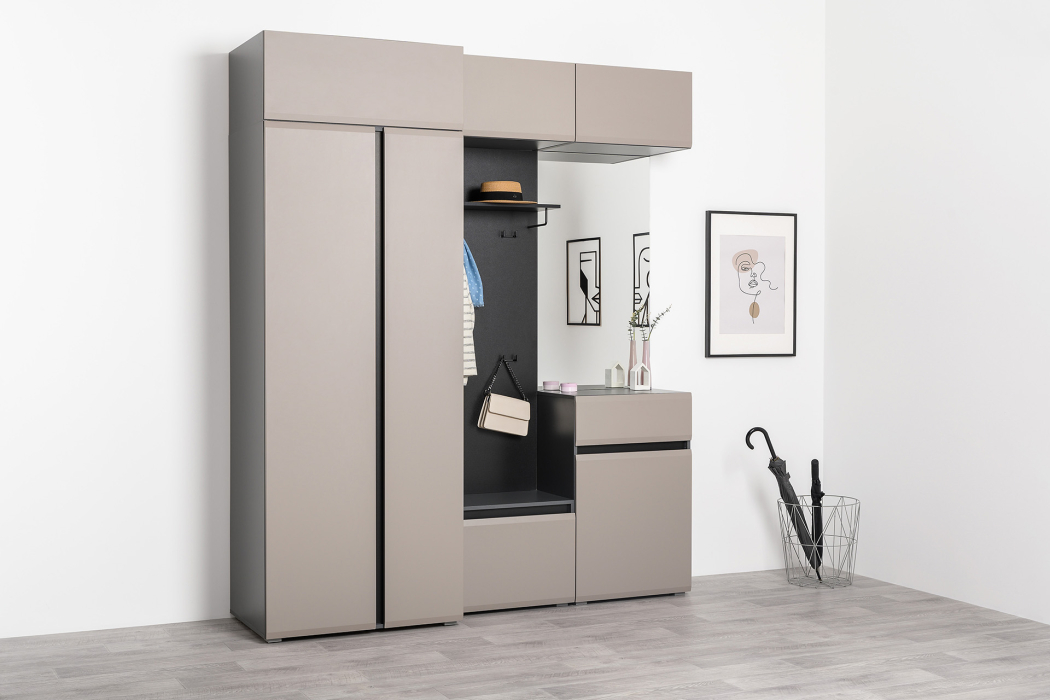 Распашные шкафы, Шкаф навесной Сидней 16.314.05, антрацит, веллюто капучино