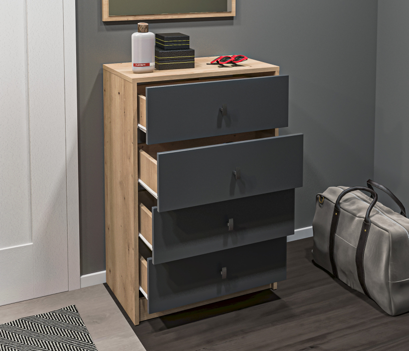 Комоды, Комод Сидней СБ-2586/1 Дуб дикий/Диамант серый