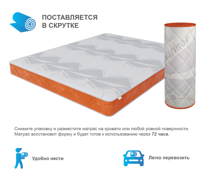 В скрутке, Матрас Корсика-Зодиак в чехле Warmer в скрутке 1400х1900