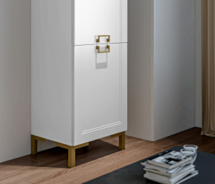 Шкаф-пенал Ассоль СБ-3430 Белый/МДФ Белый