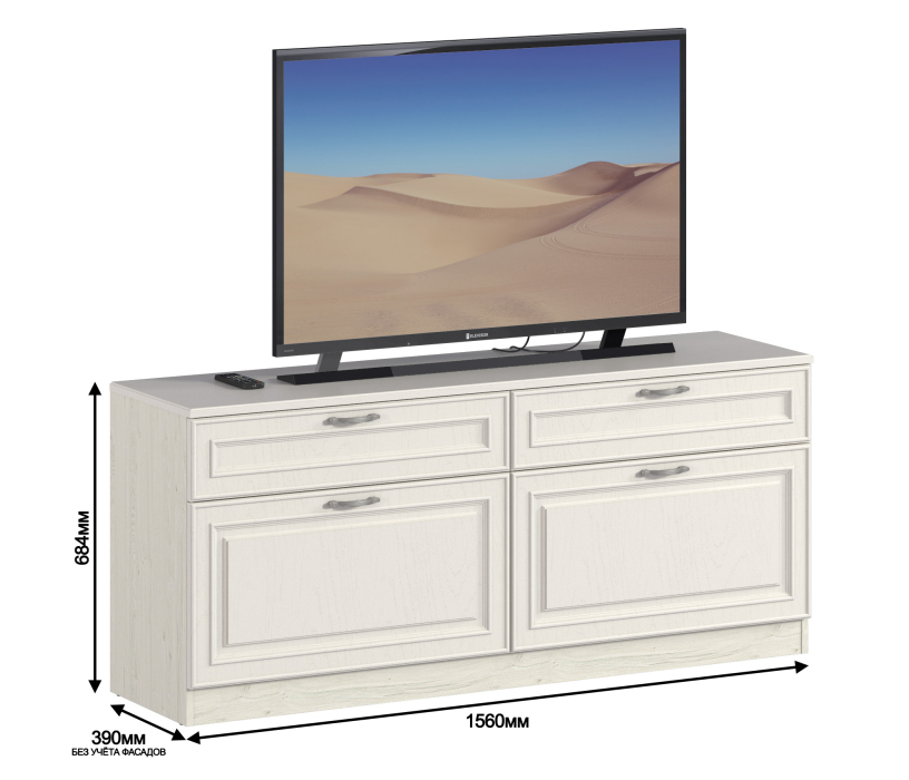 ТВ-тумбы, Тумба под телевизор Гранд / Ливерпуль СБ-3519 Дуб Приморский Белый/МДФ Классика Светлый