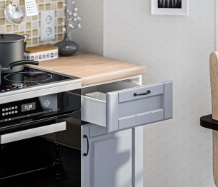 Кухонный гарнитур Регина Белый/ МДФ Серый светлый 2,4 м